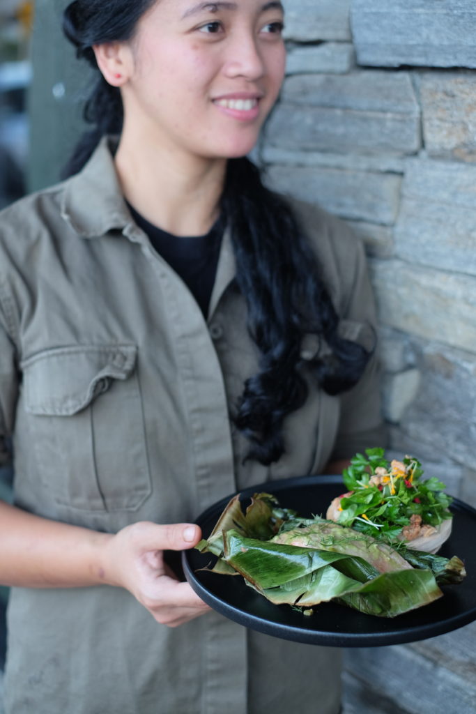 Chef Jeff Grenada with Nanam's Salmon Binalot